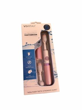 Vivitar Ultrasonic Pink Electric Toothbrush Two Brush Heads